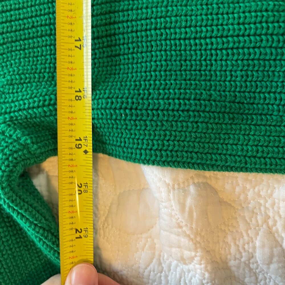 Talbots V Neck Tunic Sweater Size XL Kelly Green Long Sleeve Shaker stitch - Picture 3 of 6